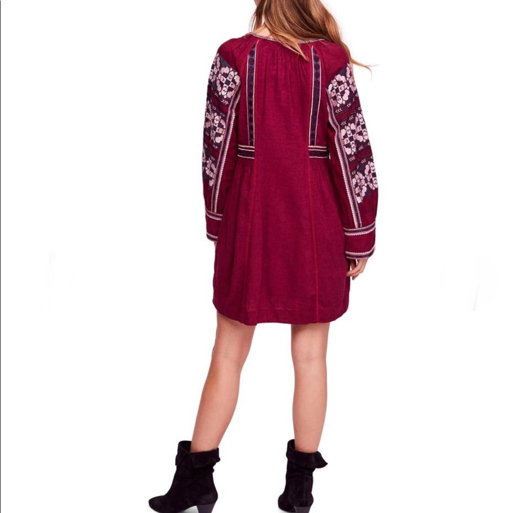 🔥FREE PEOPLE🔥All My Life Boho Mini Dress Wine XS NWT - Picture 2 of 11